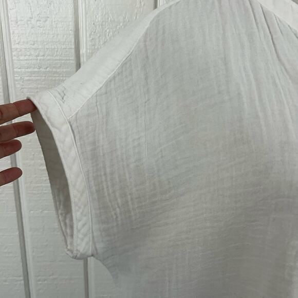 Faherty Women Short Sleeve Gauze Blouse Top Coastal Beach Vacation White Medium - Picture 2 of 9